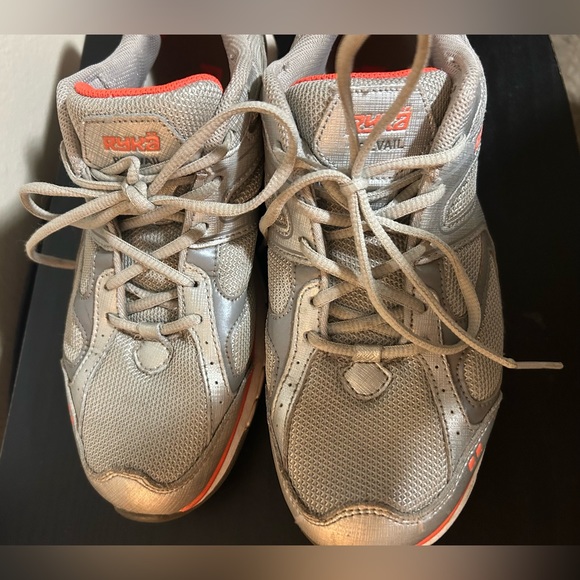 Used Ryka Silver and Orange sneakers-size 9W - Picture 4 of 13